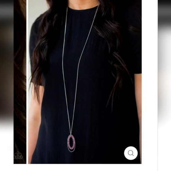 MONEY MOOD - Red HEMATITE RHINESTONES PENDANT SILVER CHAIN LONG NECKLACE - Picture 1 of 7
